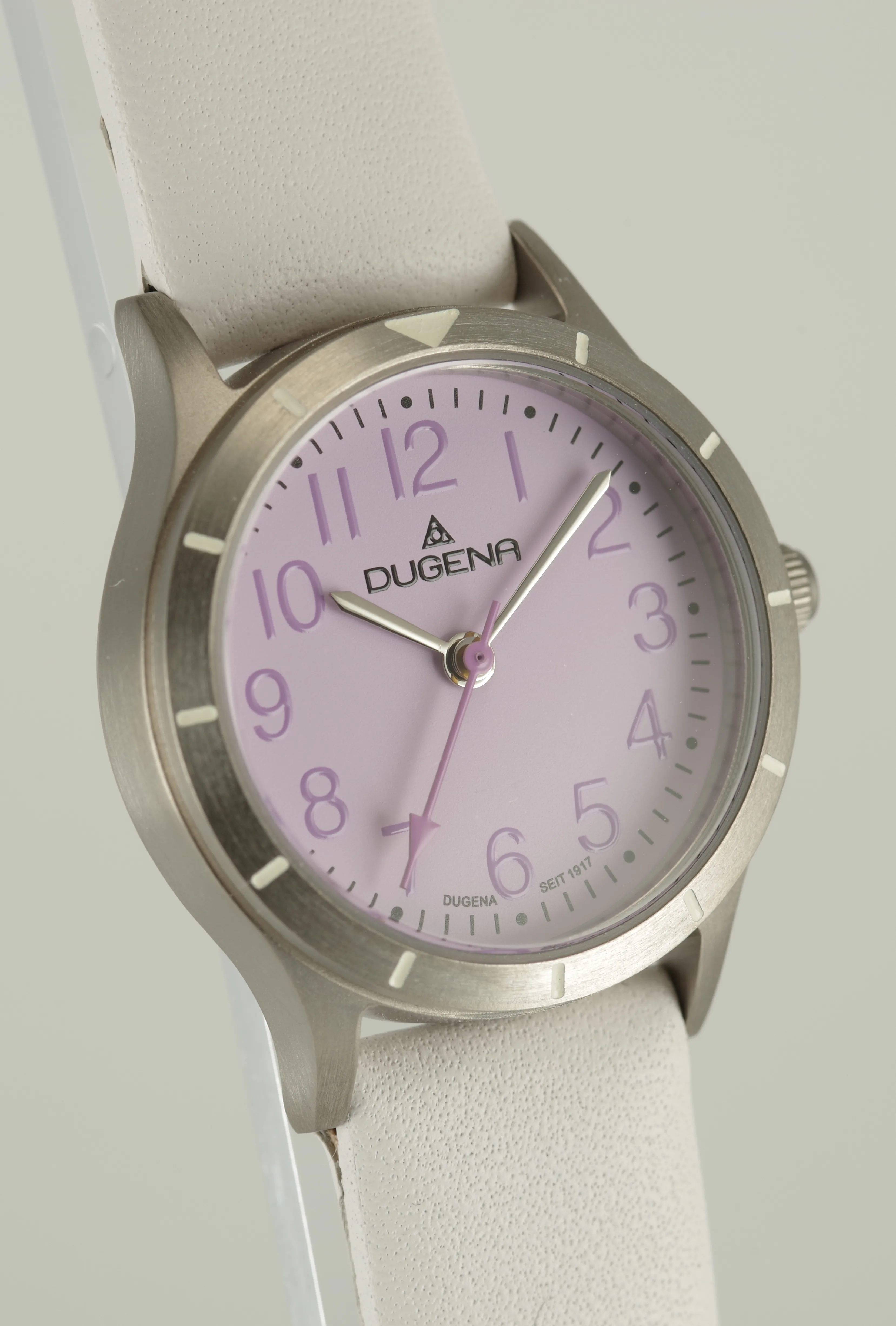 Feminine Dugena Armbanduhr Quartz Titan Mineralglas Kalbsleder Lila Weiss Feminine Dugena Armbanduhr Quartz Titan Mineralglas Kalbsleder Lila Weiss