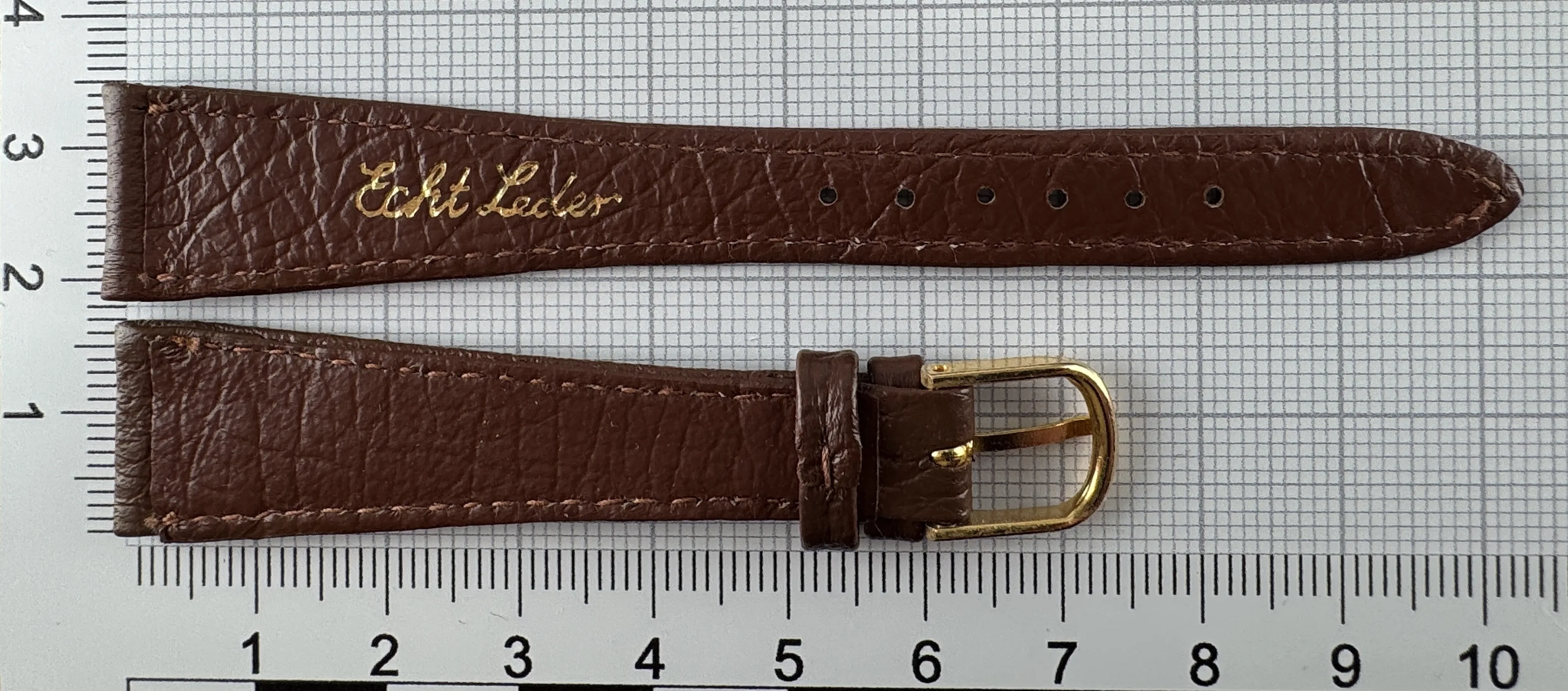 Uhrenarmband Leder 16mm braun - Echtleder - 10mm goldfarben