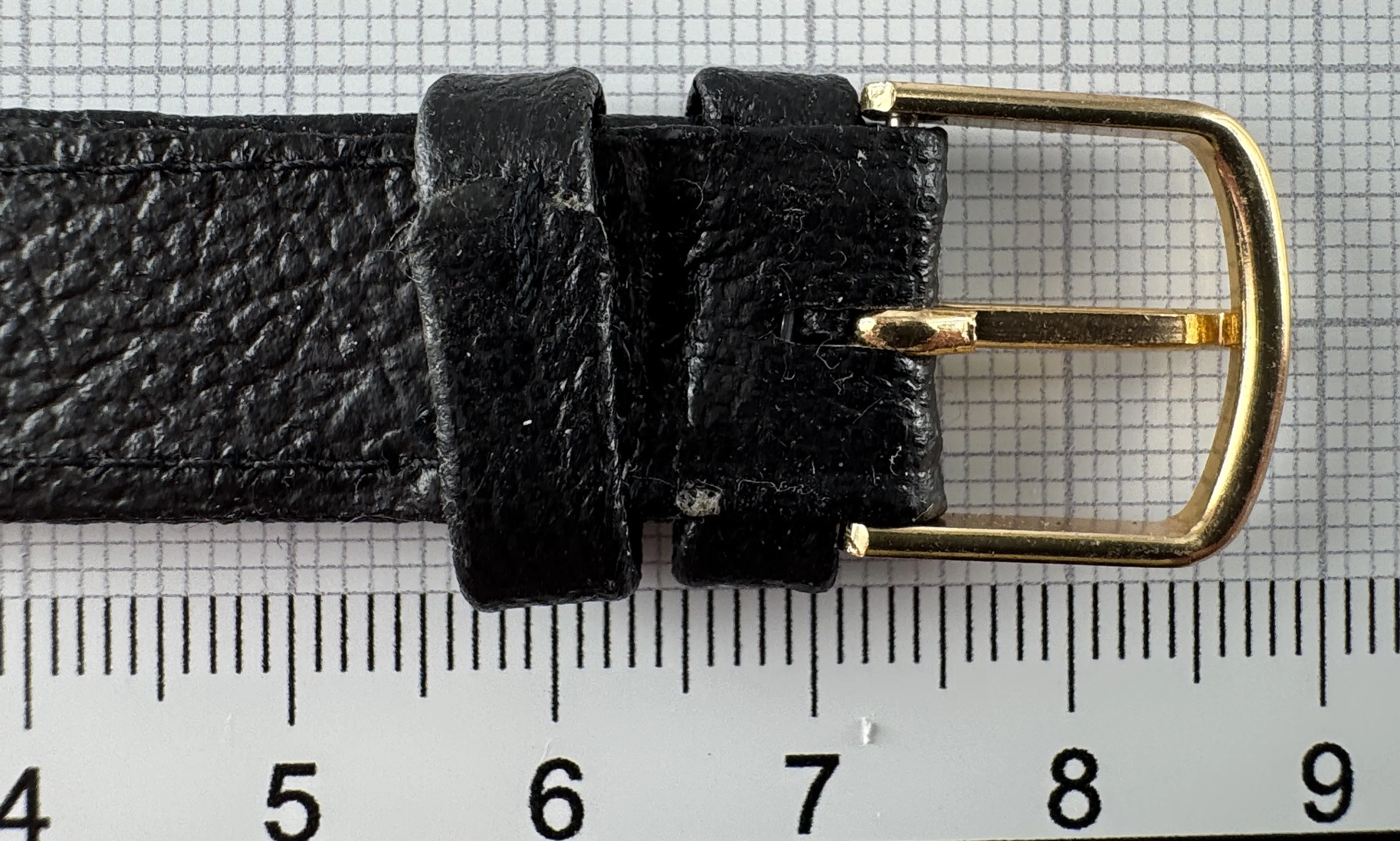 Uhrenarmband Leder 16mm schwarz - Kunstleder - 14mm goldfarben