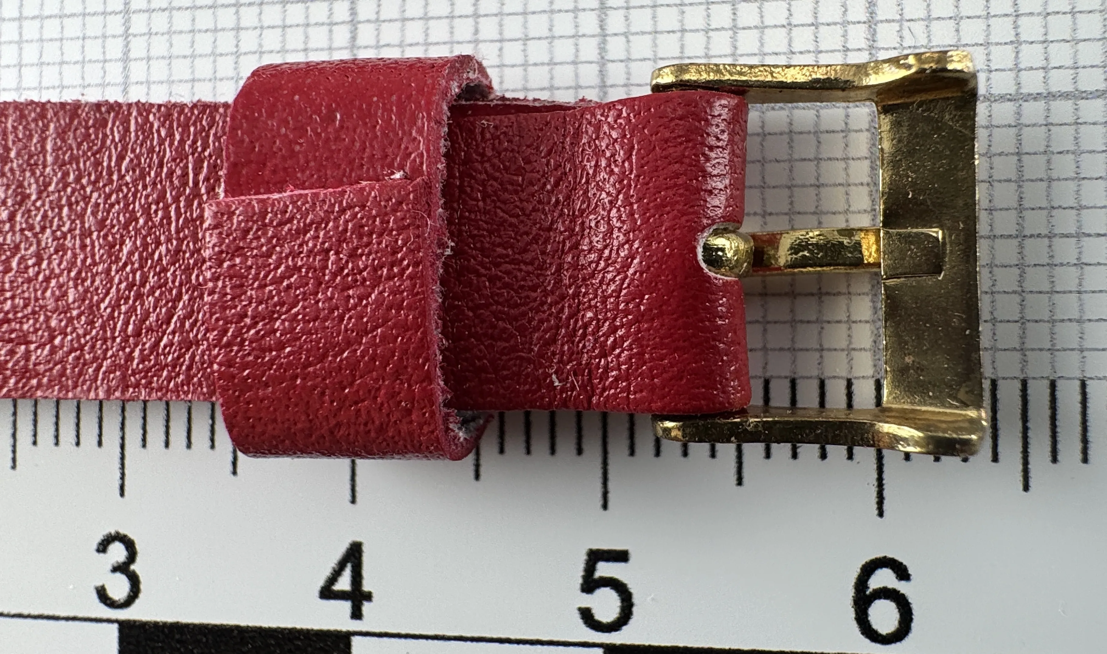 Uhrenarmband 12mm rot - Kunstleder & 10mm goldfarben