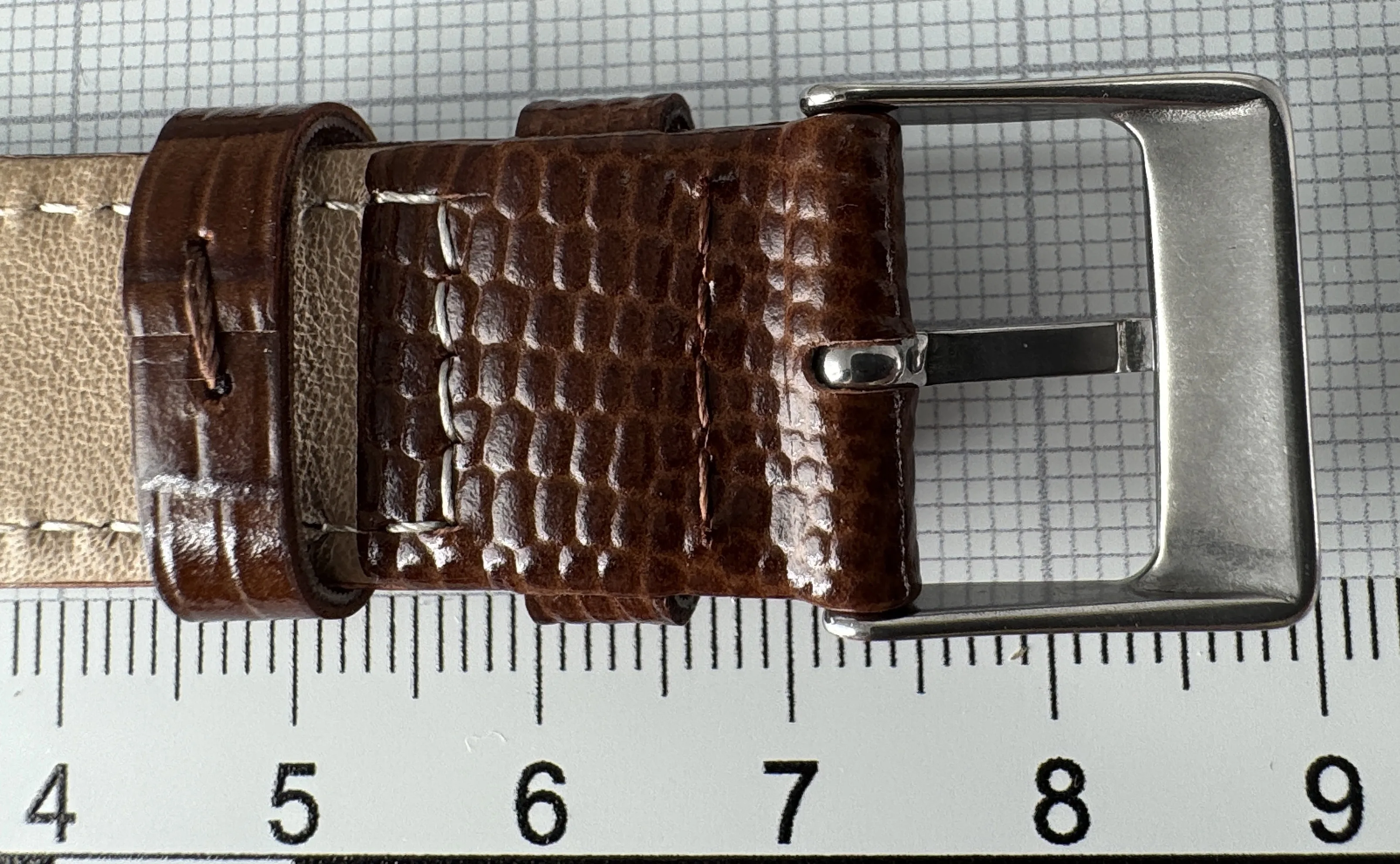 Uhrenarmband Leder 18mm braun - Kalbsleder mit Eidechsenstruktur - 16mm Edelstahl Uhrenarmband Leder 18mm braun - Kalbsleder mit Eidechsenstruktur - 16mm Edelstahl