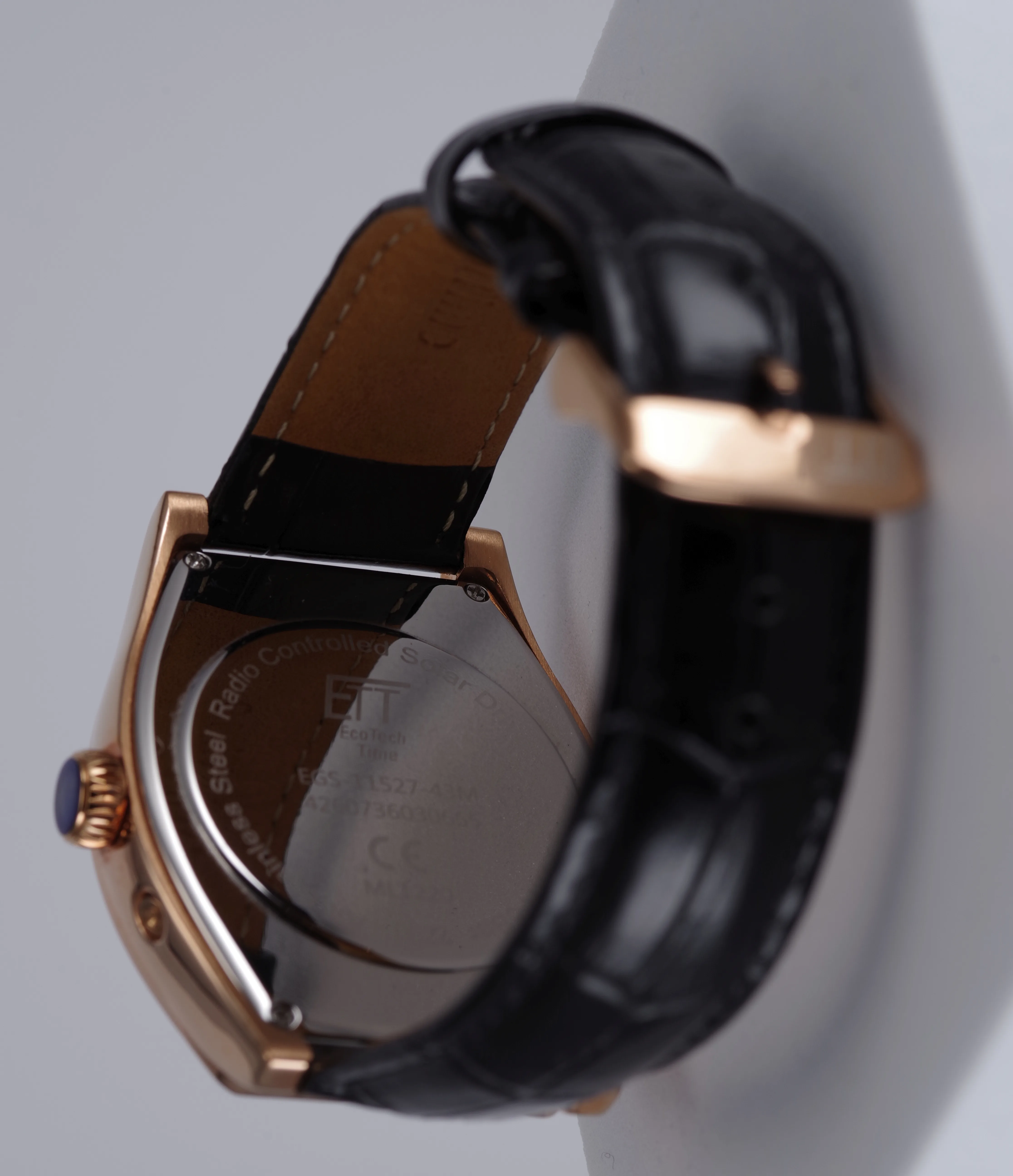 ETT Herren-Armbanduhr Funk Solar Quarz goldfarbenes Gehäuse schwarzes Armband ETT Herren-Armbanduhr Funk Solar Quarz goldfarbenes Gehäuse schwarzes Armband