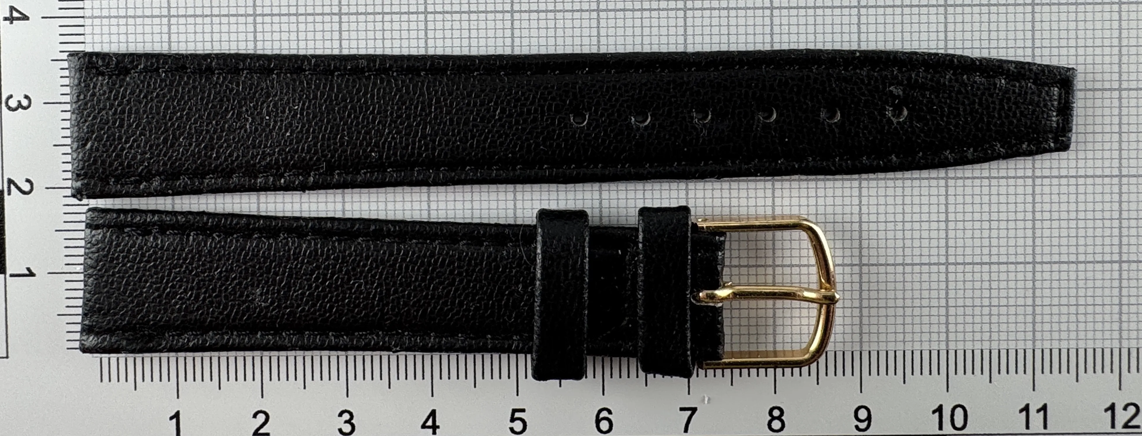 Uhrenarmband Leder 16mm schwarz - Kunstleder - 14mm goldfarben Uhrenarmband Leder 16mm schwarz - Kunstleder - 14mm goldfarben